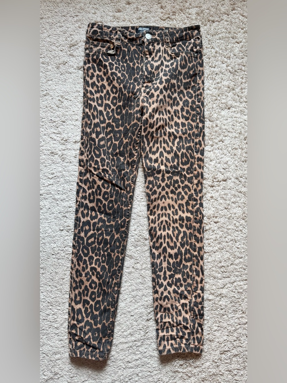 Zara Leopard Print high rise skinny jeans